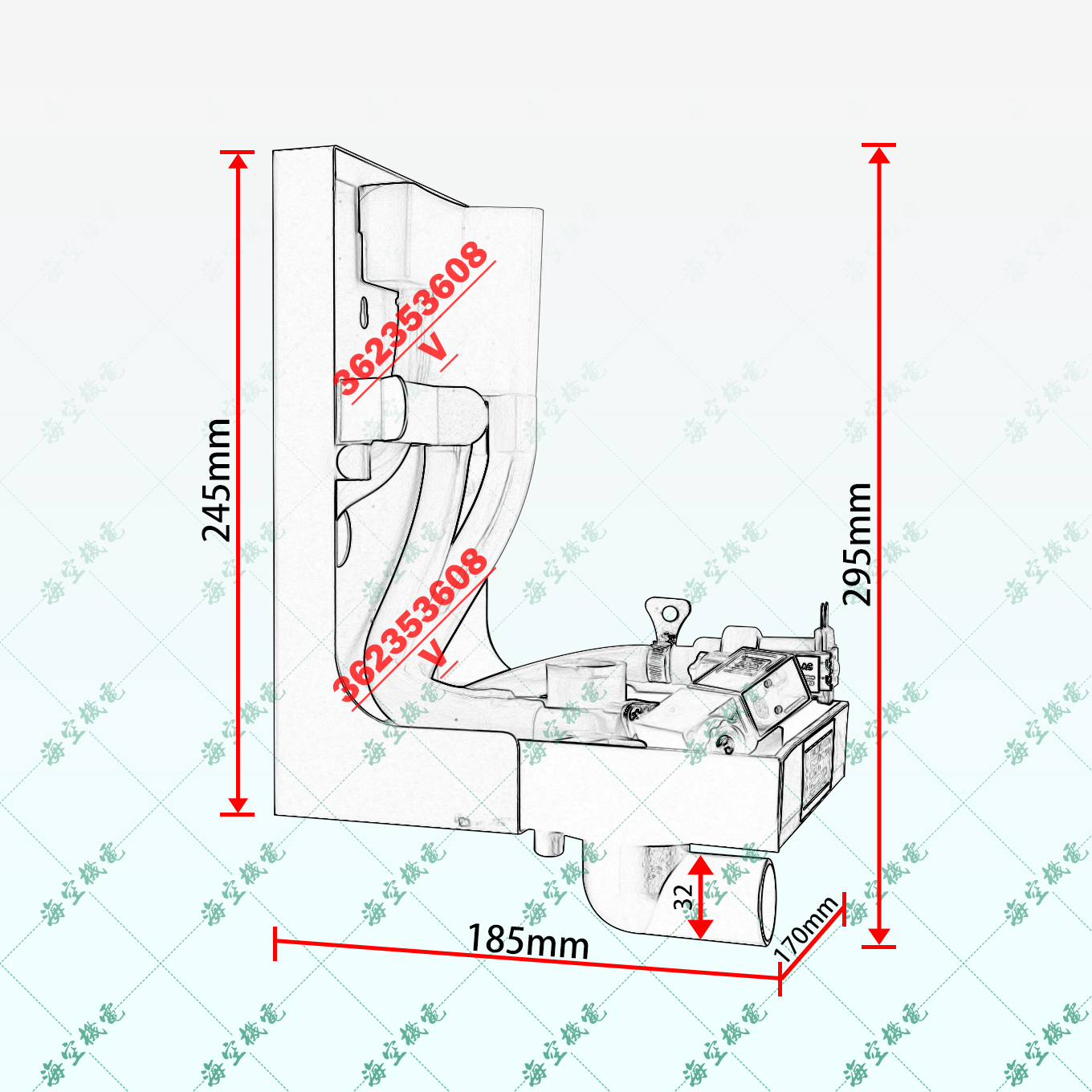 3KG机房精密空调加湿桶/器/罐总成尺寸图